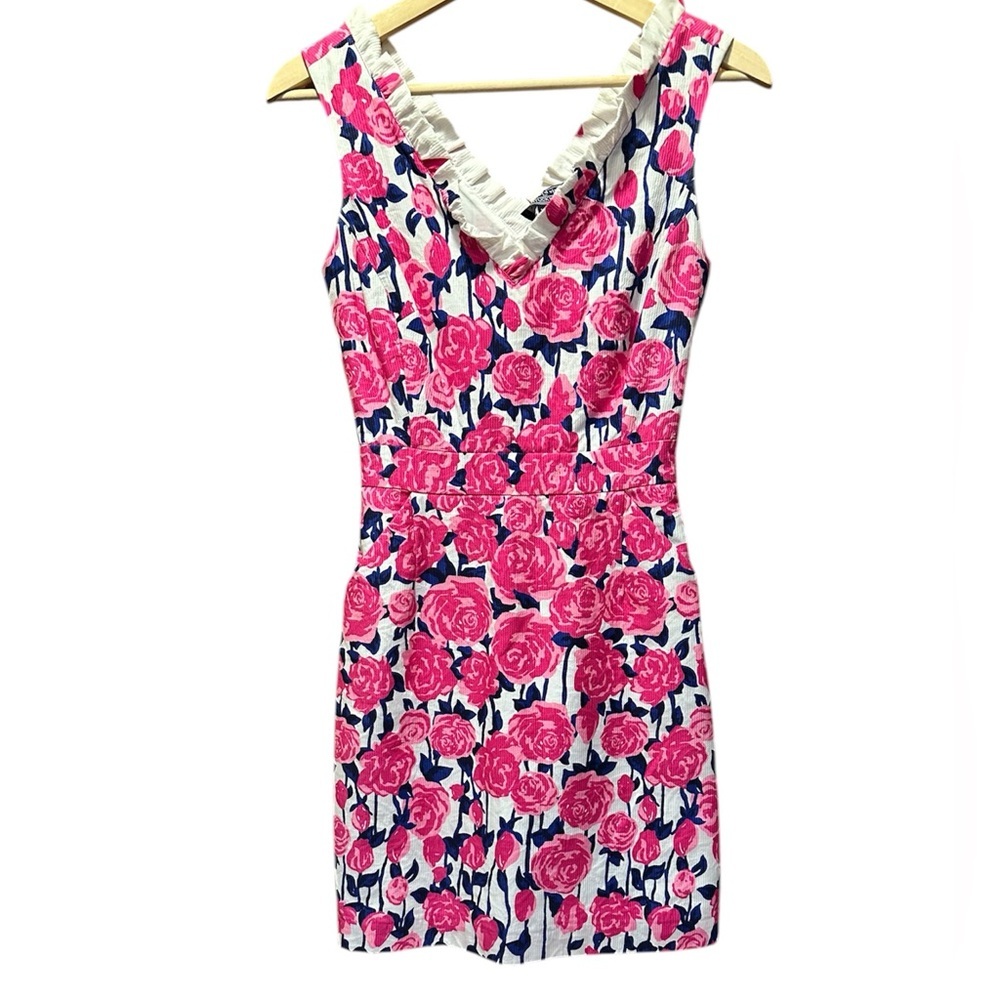 Vineyard Vines Pink Floral Mini Dress with Navy Accents